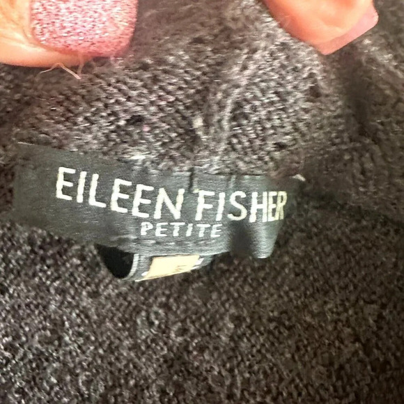 Eileen Fisher Merino Wool Open Cardigan Draped Grey Textured - Picture 5 of 16